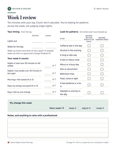 Weekly review page